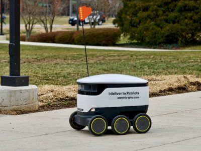Robotic Delivery Device On A Sidewalk