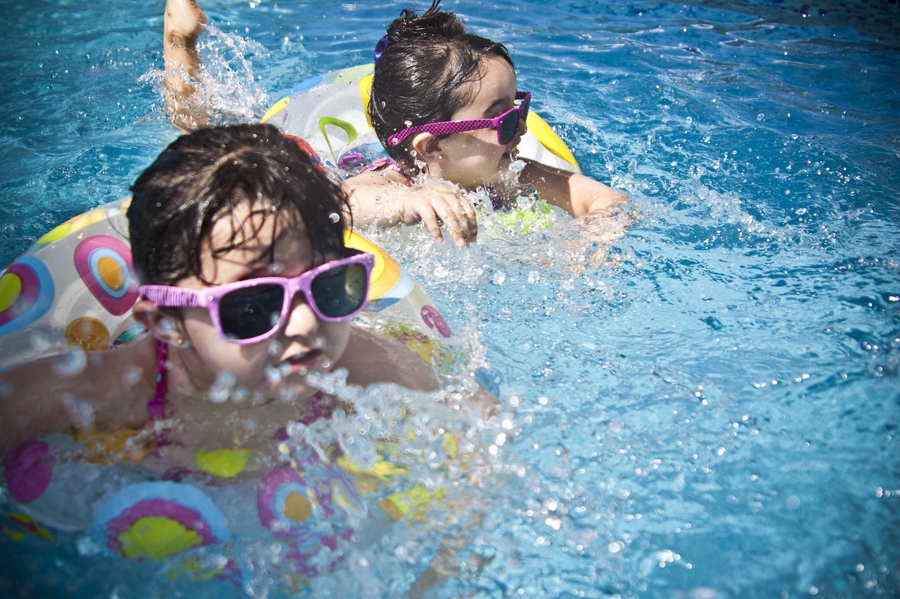 Little girls in pool