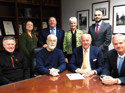 e closing of Chester County’s historic Crebilly Farm was held at the law office of Gawthrop Greenwood , PC. Seated L – R: Members of Westtown Township Board of Supervisors member Dick Pomerantz, and Chairman Tom Foster; David Robinson, owner and steward of Crebilly Farm; Ed Yost, Vice Chair Westtown Township Board of Supervisors. Standing L – R: Liudmila Carter, Westtown Township Manager, Patrick McKenna, Westtown Township solicitor from Gawthrop Greenwood; State Senator Carolyn Comitta; Gordon Prince, Gawthrop Business Law Attorney