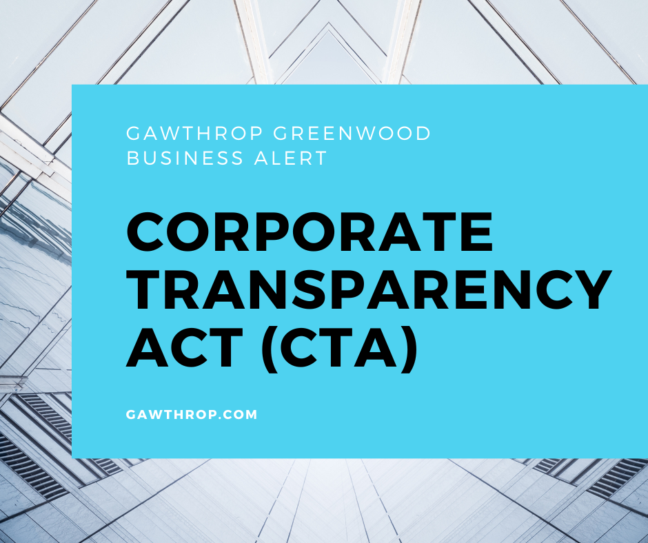 Corporate Transparency Act headline with windows in background