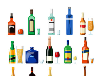 illustration of various alcoholic beverages